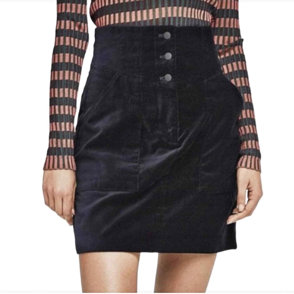 Scotch and Soda, dark navy blue velvet skirt, S, like new!